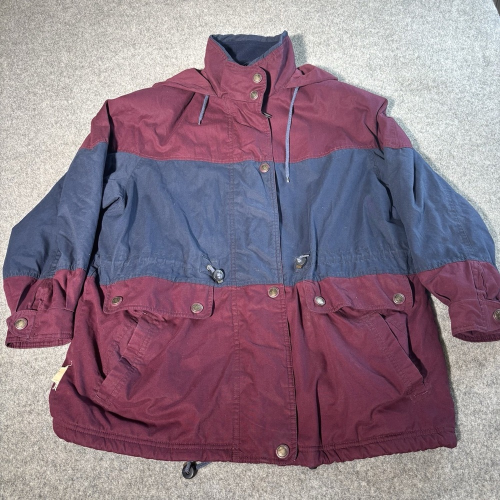 Vintage Pacific Trail Jacket Mens Xl Burgundy Navy Colorblock Fleece Line‎ 90's